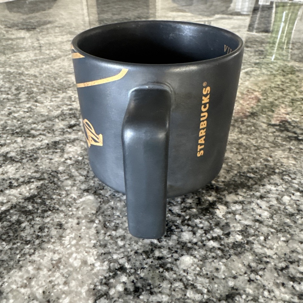Starbucks Viennese Gold Plane‎ Matte Black Coffee Mug 14 Oz  2006 - Picture 3 of 6